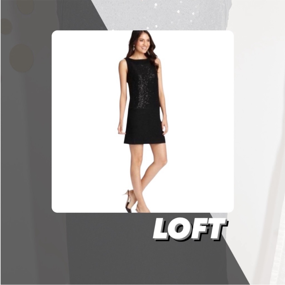 EUC Loft Wool Blend Sequin Shift Dress - Picture 1 of 9